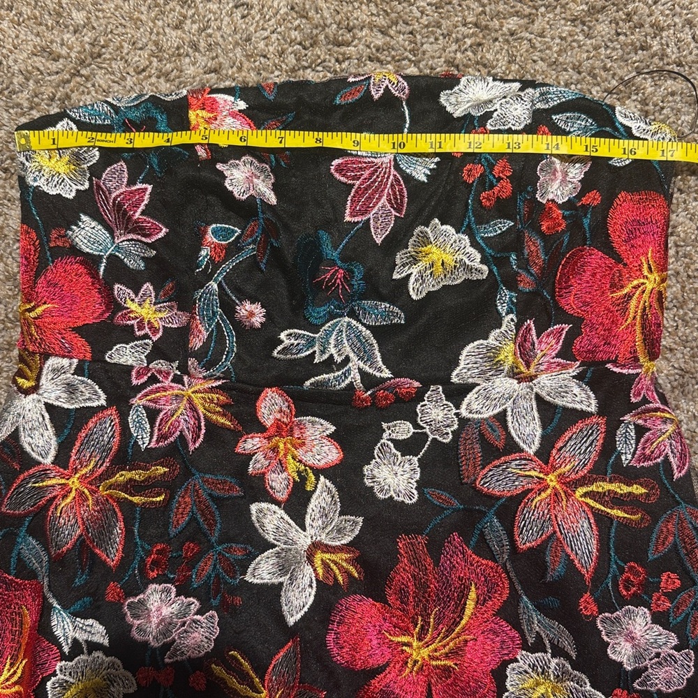 Sam Edelman Hibiscus Floral Strapless A-line Midi Dress - Picture 6 of 8